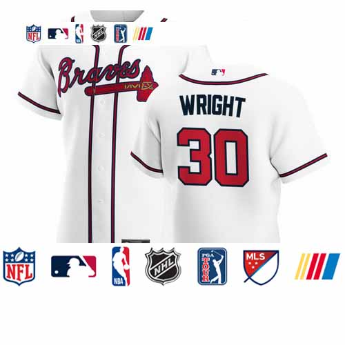 Personalized Atlanta Braves #30 Kyle Wright Men’s White Home 2020 Authentic Player MLB Jersey
