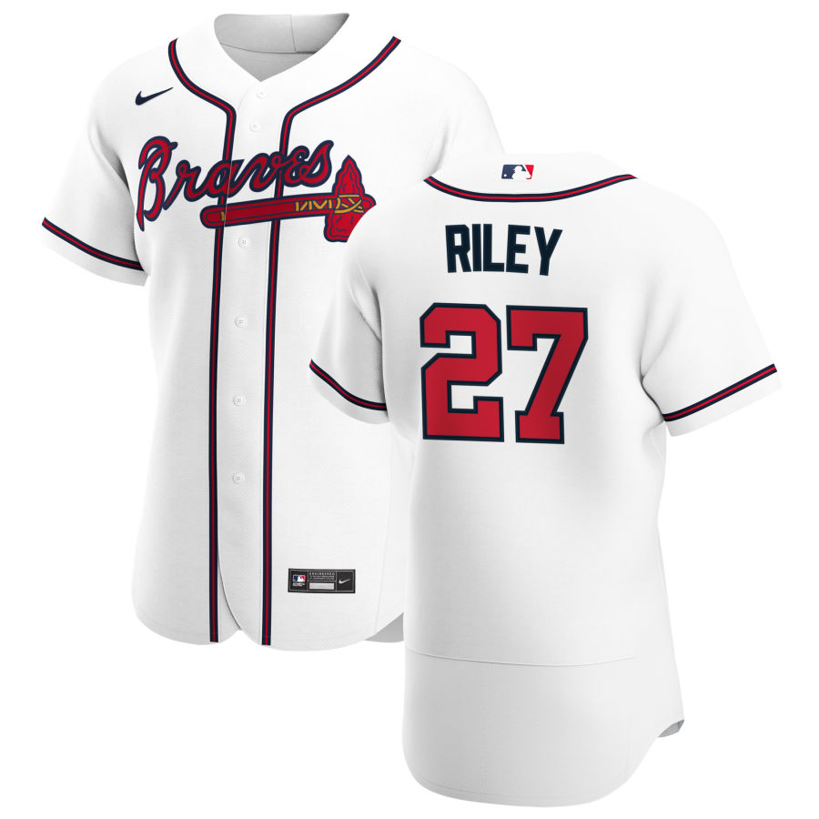 Personalized Atlanta Braves #27 Austin Riley Men’s White Home 2020 Authentic Player MLB Jersey