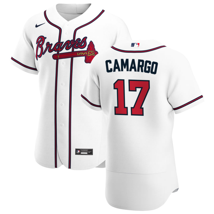 Personalized Atlanta Braves #17 Johan Camargo Men’s White Home 2020 Authentic Player MLB Jersey