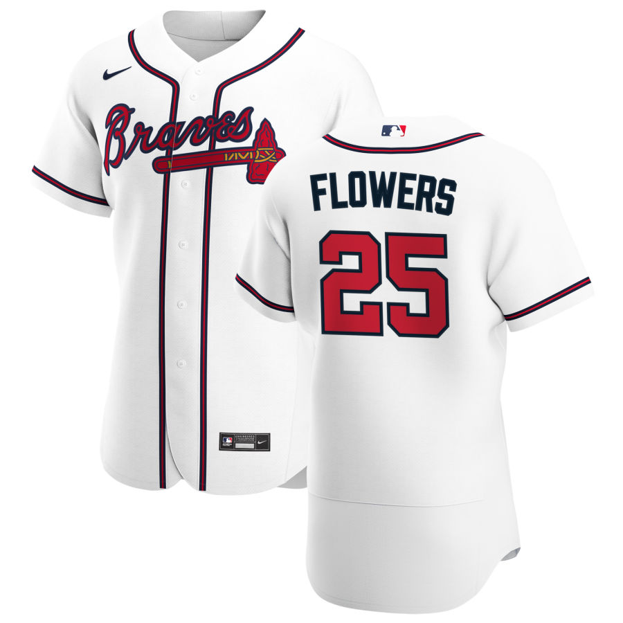 Personalized Atlanta Braves #25 Tyler Flowers Men’s White Home 2020 Authentic Player MLB Jersey