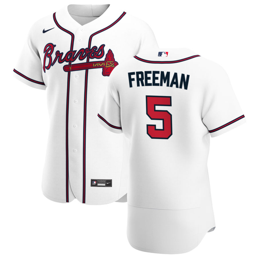 Personalized Atlanta Braves #5 Freddie Freeman Men’s White Home 2020 Authentic Player MLB Jersey