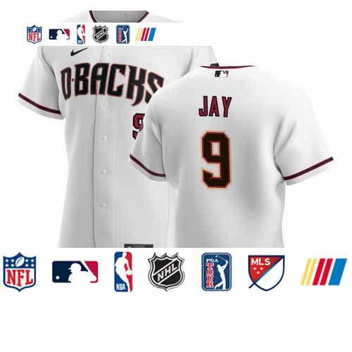 Personalized Arizona Diamondbacks #9 Jon Jay Men’s White Crimson Authentic Home Team MLB Jersey