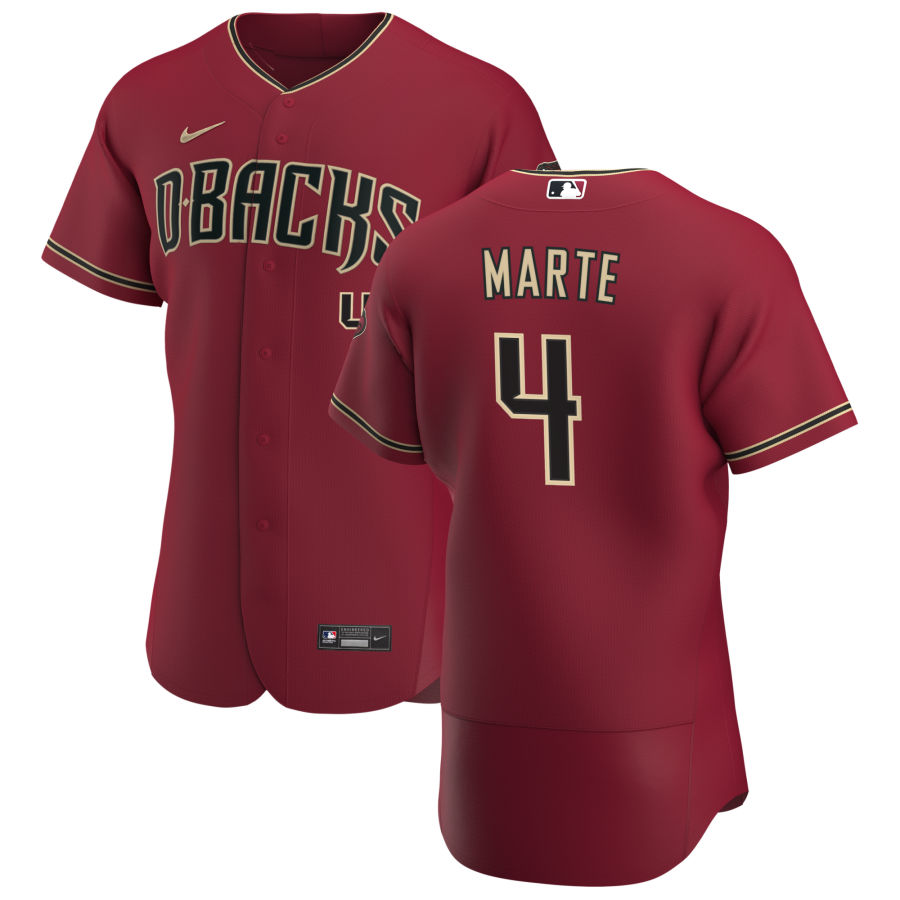Personalized Arizona Diamondbacks #4 Ketel Marte Men’s Crimson Authentic Alternate Team MLB Jersey