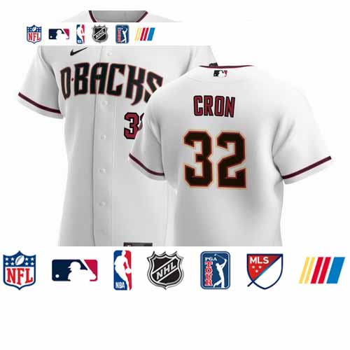 Personalized Arizona Diamondbacks #32 Kevin Cron Men’s White Crimson Authentic Home Team MLB Jersey