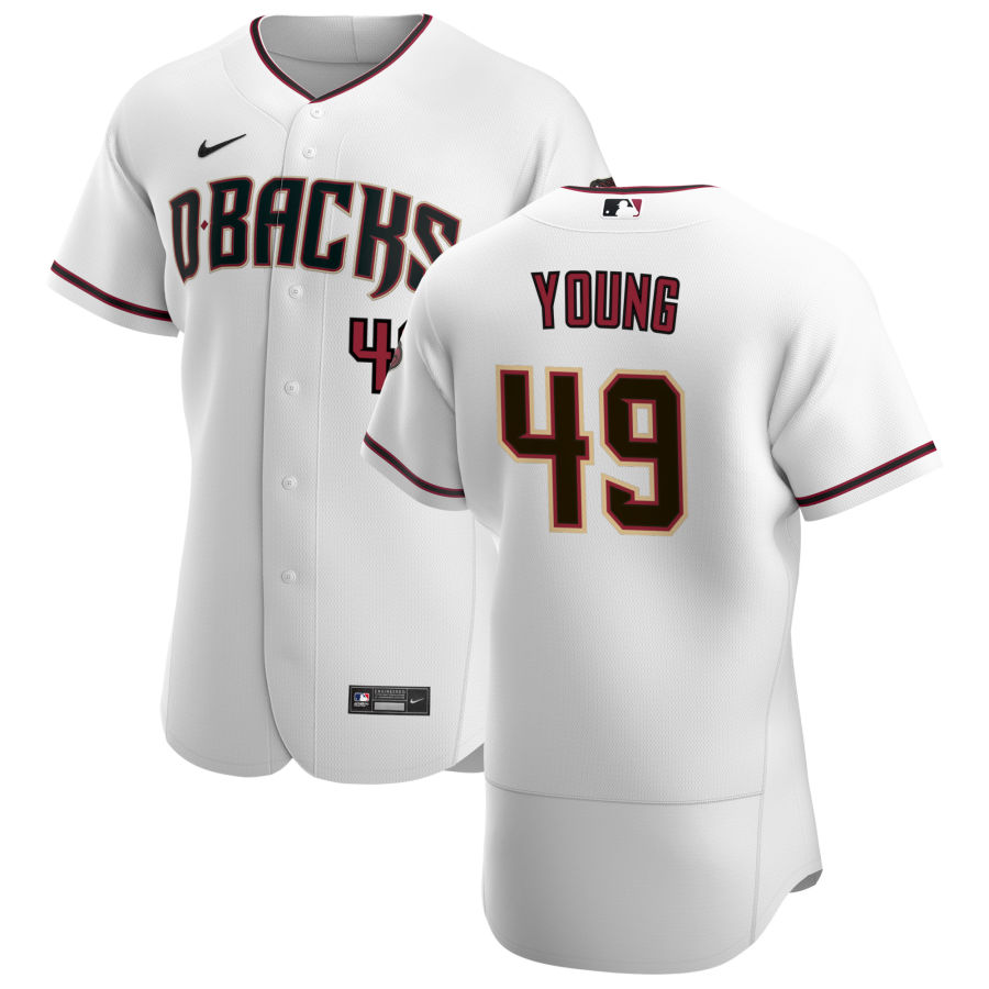 Personalized Arizona Diamondbacks #49 Alex Young Men’s White Crimson Authentic Home Team MLB Jersey