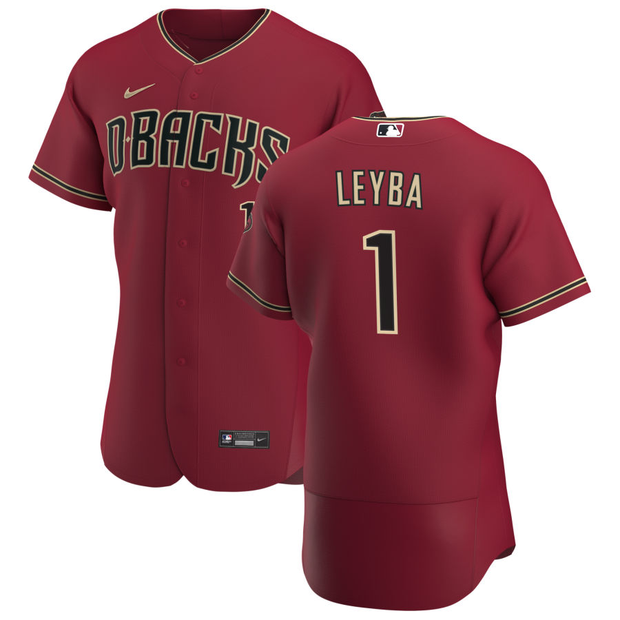 Personalized Arizona Diamondbacks #1 Domingo Leyba Men’s Crimson Authentic Alternate Team MLB Jersey
