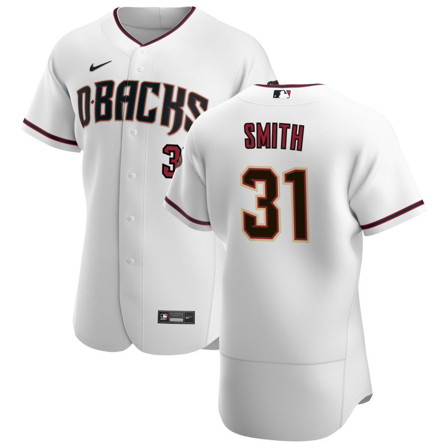 Personalized Arizona Diamondbacks #31 Caleb Smith Men’s White Crimson Authentic Home Team MLB Jersey