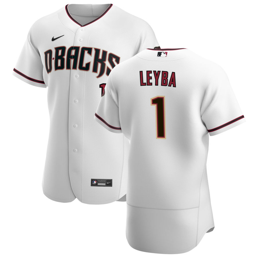 Personalized Arizona Diamondbacks #1 Domingo Leyba Men’s White Crimson Authentic Home Team MLB Jersey