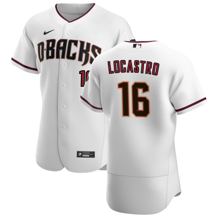 Personalized Arizona Diamondbacks #16 Tim Locastro Men’s White Crimson Authentic Home Team MLB Jersey