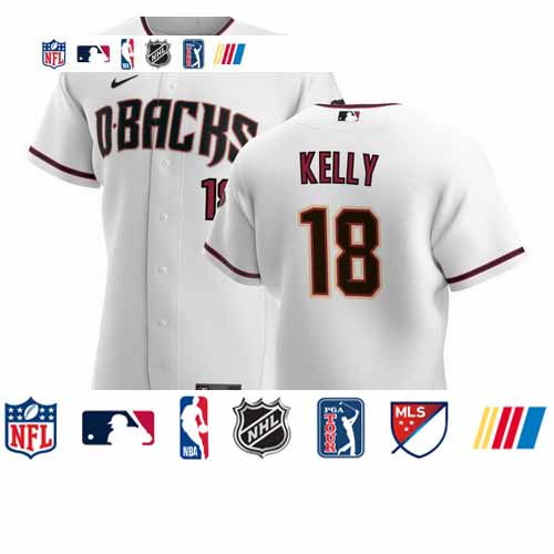 Personalized Arizona Diamondbacks #18 Carson Kelly Men’s White Crimson Authentic Home Team MLB Jersey
