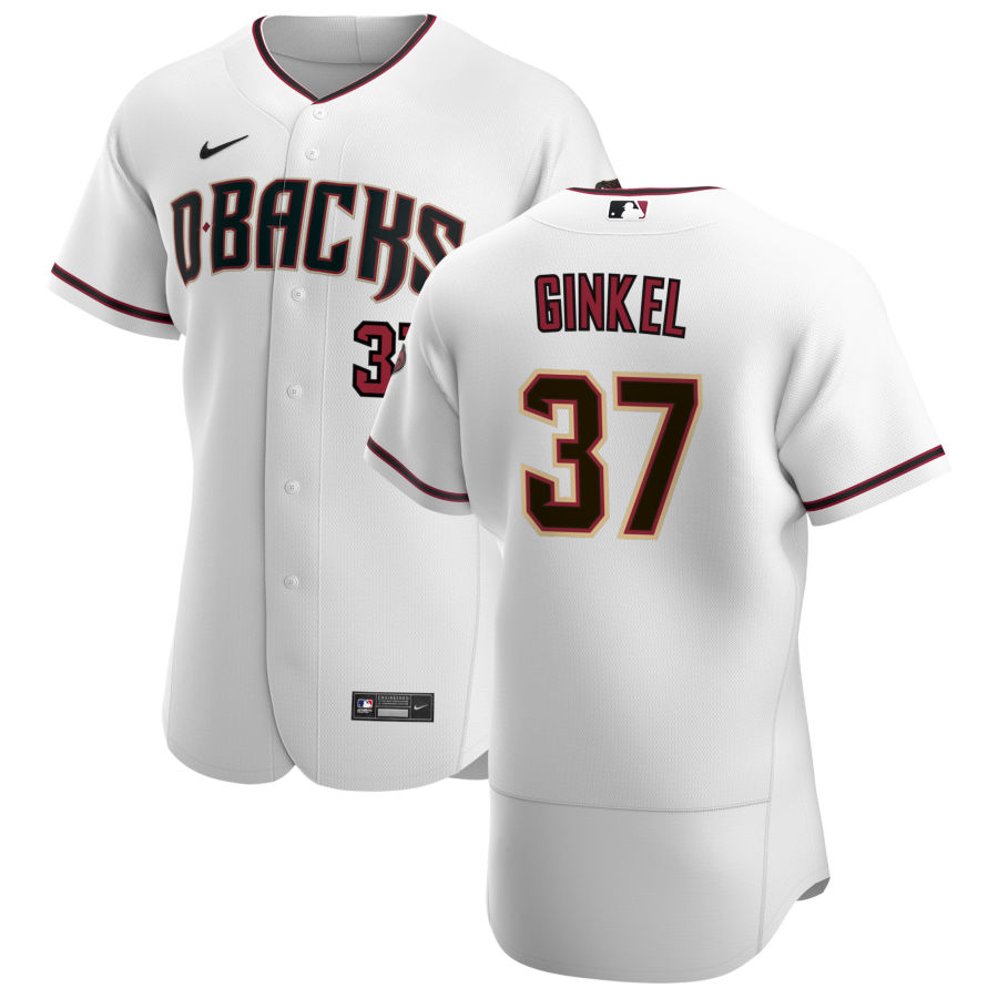 Personalized Arizona Diamondbacks #37 Kevin Ginkel Men’s White Crimson Authentic Home Team MLB Jersey
