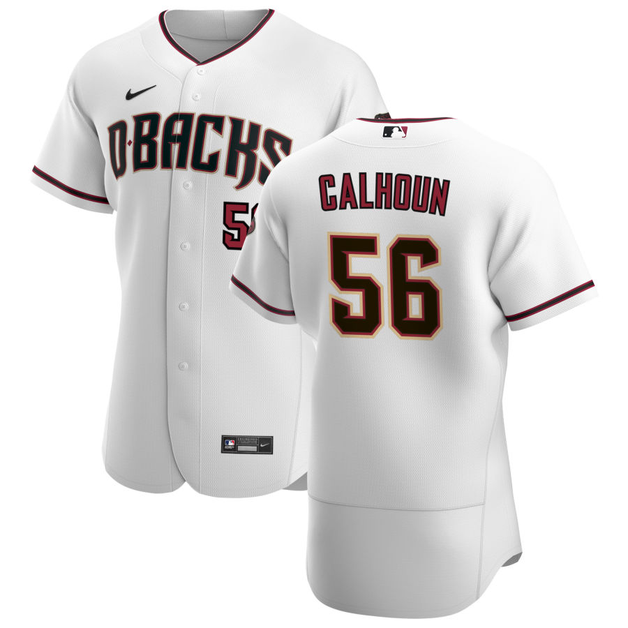 Personalized Arizona Diamondbacks #56 Kole Calhoun Men’s White Crimson Authentic Home Team MLB Jersey