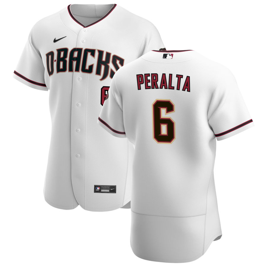 Personalized Arizona Diamondbacks #6 David Peralta Men’s White Crimson Authentic Home Team MLB Jersey