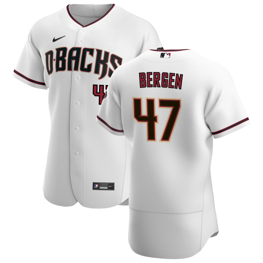 Personalized Arizona Diamondbacks #47 Travis Bergen Men’s White Crimson Authentic Home Team MLB Jersey