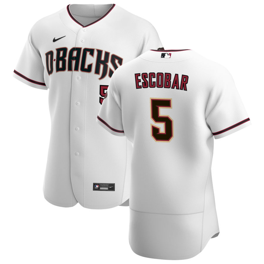 Personalized Arizona Diamondbacks #5 Eduardo Escobar Men’s White Crimson Authentic Home Team MLB Jersey