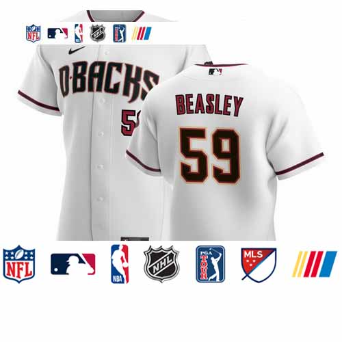 Personalized Arizona Diamondbacks #59 Jeremy Beasley Men’s White Crimson Authentic Home Team MLB Jersey