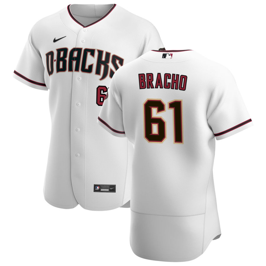 Personalized Arizona Diamondbacks #61 Silvino Bracho Men’s White Crimson Authentic Home Team MLB Jersey
