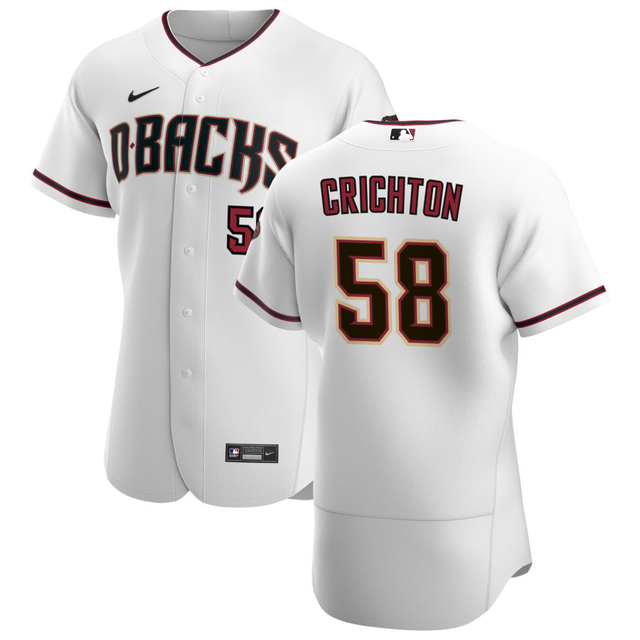 Personalized Arizona Diamondbacks #58 Stefan Crichton Men’s White Crimson Authentic Home Team MLB Jersey