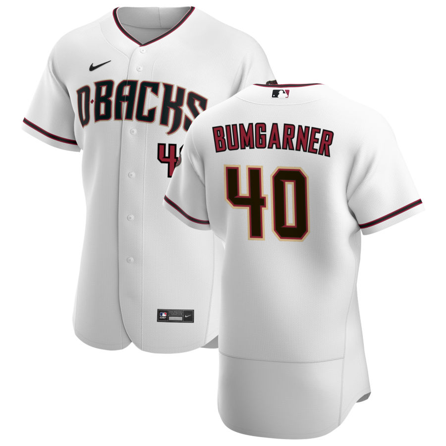 Personalized Arizona Diamondbacks #40 Madison Bumgarner Men’s White Crimson Authentic Home Team MLB Jersey