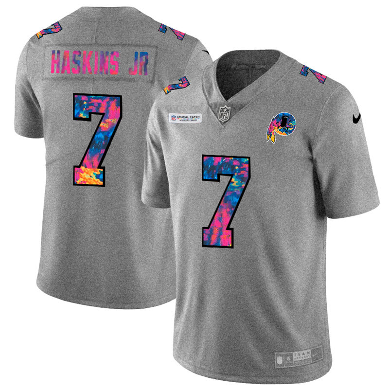 Personalized Washington Redskins #7 Dwayne Haskins Jr Men’s Multi-Color 2020 NFL Crucial Catch NFL Jersey Greyheather