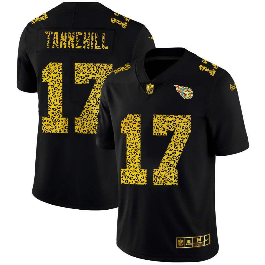 Personalized Tennessee Titans #17 Ryan Tannehill Men’s Leopard Print Fashion Limited NFL Jersey Black