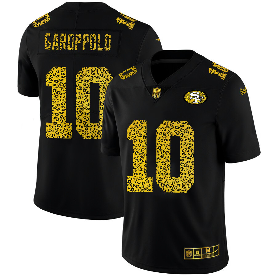 Personalized San Francisco 49ers #10 Jimmy Garoppolo Men’s Leopard Print Fashion Limited NFL Jersey Black