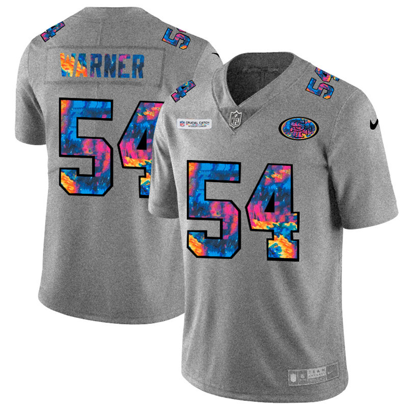 Personalized San Francisco 49ers #54 Fred Warner Men’s Multi-Color 2020 NFL Crucial Catch NFL Jersey Greyheather