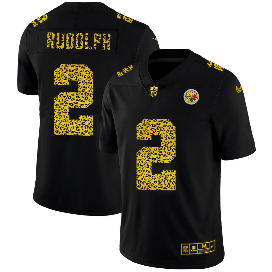 Personalized Pittsburgh Steelers #2 Mason Rudolph Men’s Leopard Print Fashion Limited NFL Jersey Black