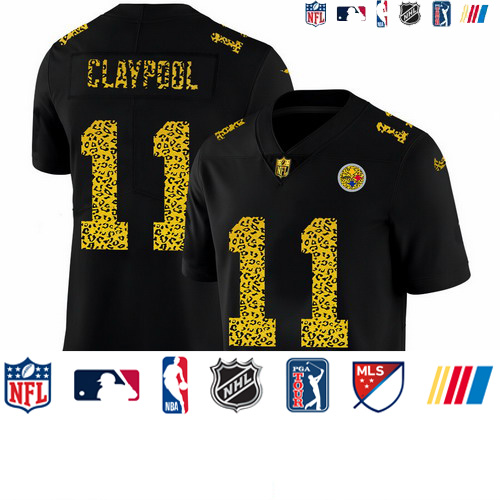 Personalized Pittsburgh Steelers #11 Chase Claypool Men’s Leopard Print Fashion Limited NFL Jersey Black