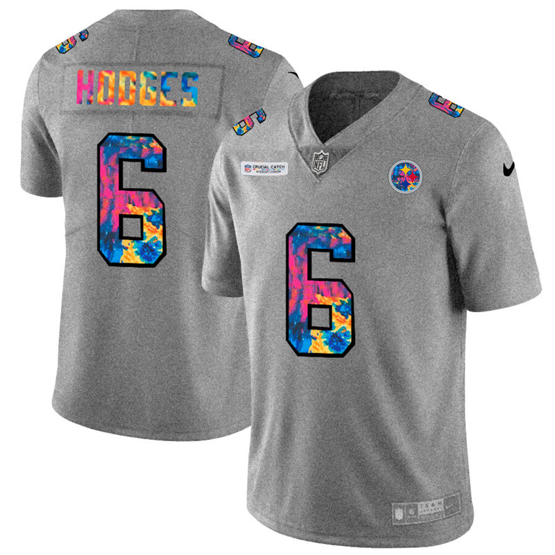 Personalized Pittsburgh Steelers #6 Devlin Hodges Men’s Multi-Color 2020 NFL Crucial Catch NFL Jersey Greyheather