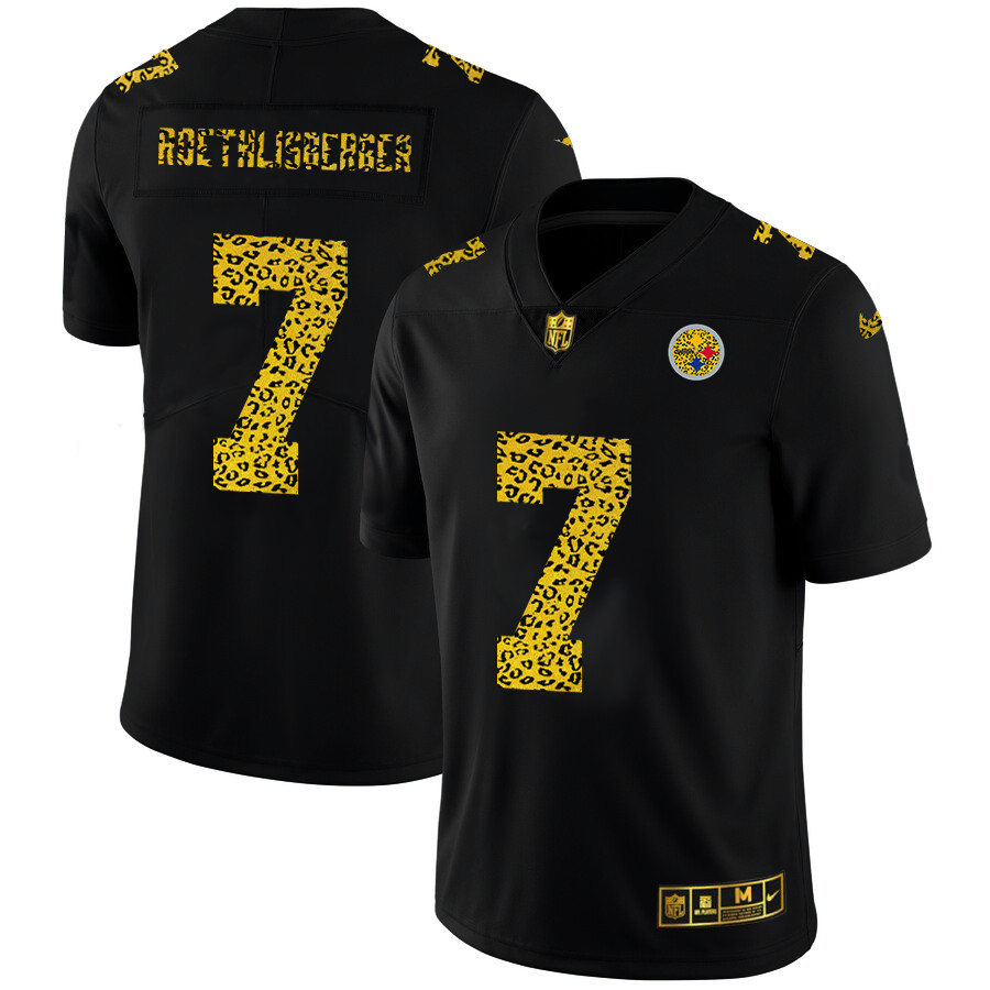 Personalized Pittsburgh Steelers #7 Ben Roethlisberger Men’s Leopard Print Fashion Limited NFL Jersey Black