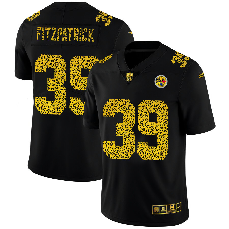 Personalized Pittsburgh Steelers #39 Minkah Fitzpatrick Men’s Leopard Print Fashion Limited NFL Jersey Black