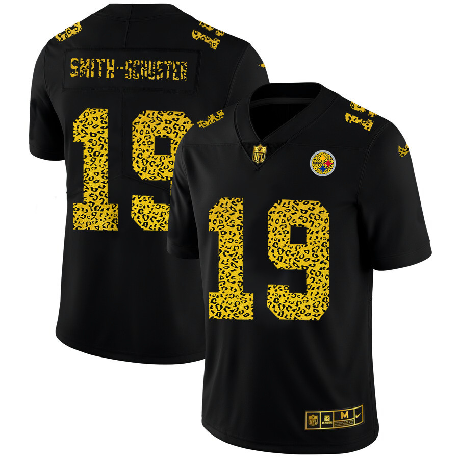 Personalized Pittsburgh Steelers #19 JuJu Smith-Schuster Men’s Leopard Print Fashion Limited NFL Jersey Black