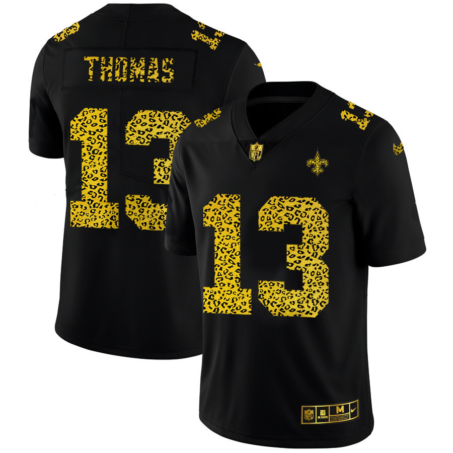 Personalized New Orleans Saints #13 Michael Thomas Men’s Leopard Print Fashion Limited NFL Jersey Black