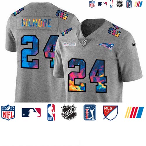 Personalized New England Patriots #24 Stephon Gilmore Men’s Multi-Color 2020 NFL Crucial Catch NFL Jersey Greyheather
