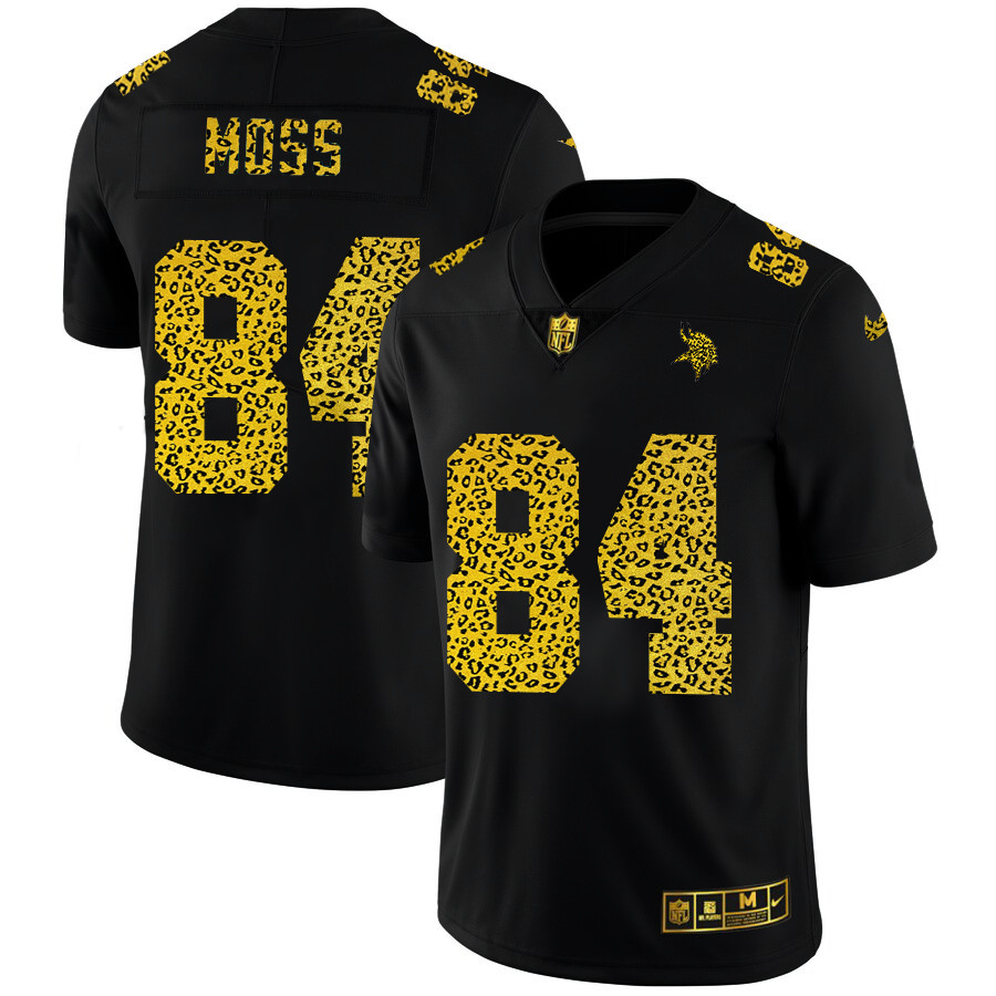 Personalized Minnesota Vikings #84 Randy Moss Men’s Leopard Print Fashion Limited NFL Jersey Black