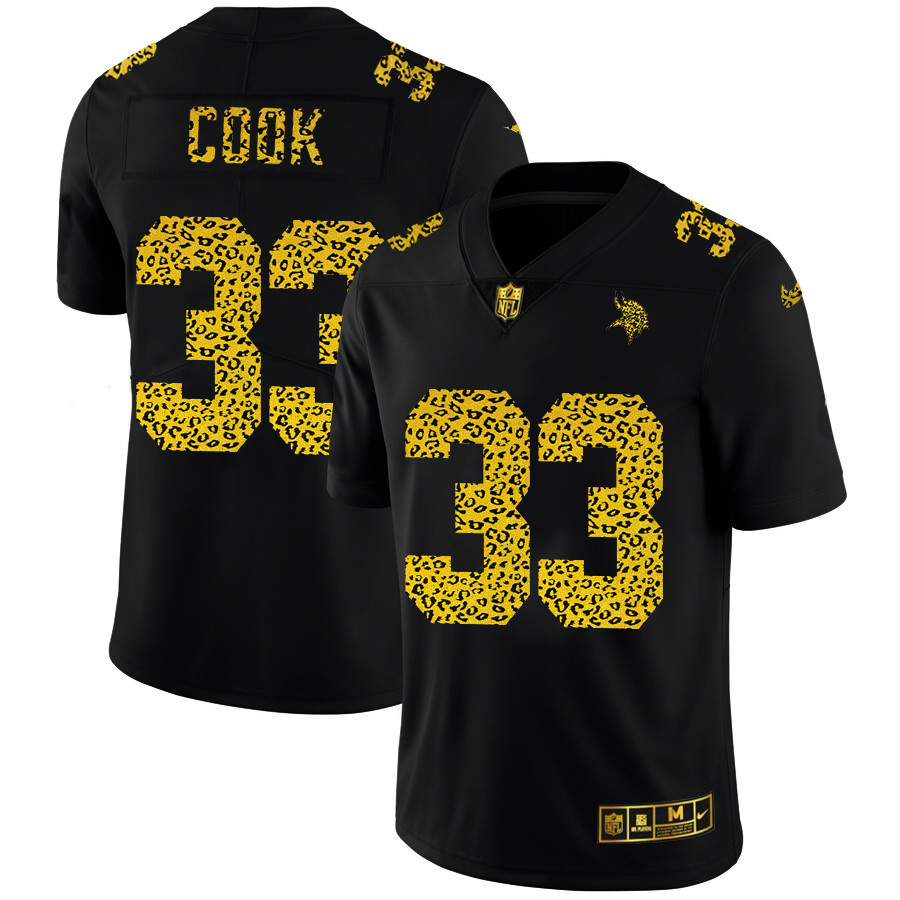 Personalized Minnesota Vikings #33 Dalvin Cook Men’s Leopard Print Fashion Limited NFL Jersey Black
