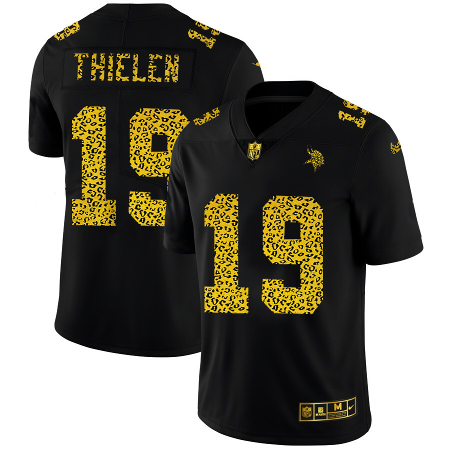 Personalized Minnesota Vikings #19 Adam Thielen Men’s Leopard Print Fashion Limited NFL Jersey Black