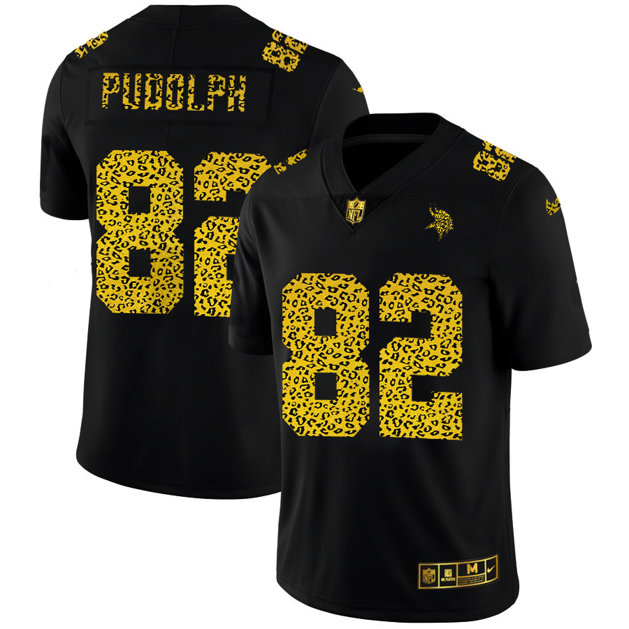 Personalized Minnesota Vikings #82 Kyle Rudolph Men’s Leopard Print Fashion Limited NFL Jersey Black