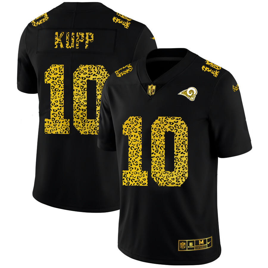 Personalized Los Angeles Rams #10 Cooper Kupp Men’s Leopard Print Fashion Limited NFL Jersey Black