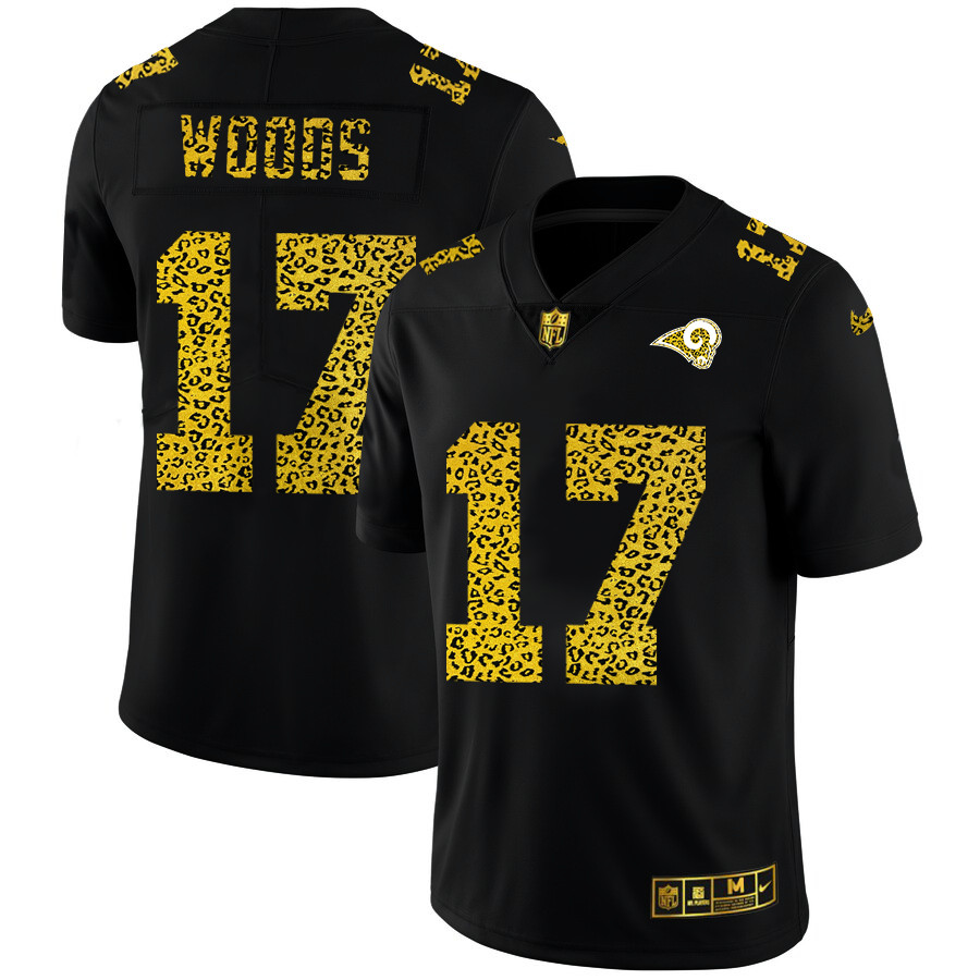 Personalized Los Angeles Rams #17 Robert Woods Men’s Leopard Print Fashion Limited NFL Jersey Black