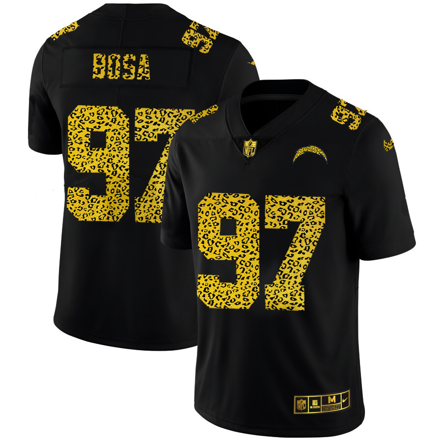 Personalized Los Angeles Chargers #97 Joey Bosa Men’s Leopard Print Fashion Limited NFL Jersey Black