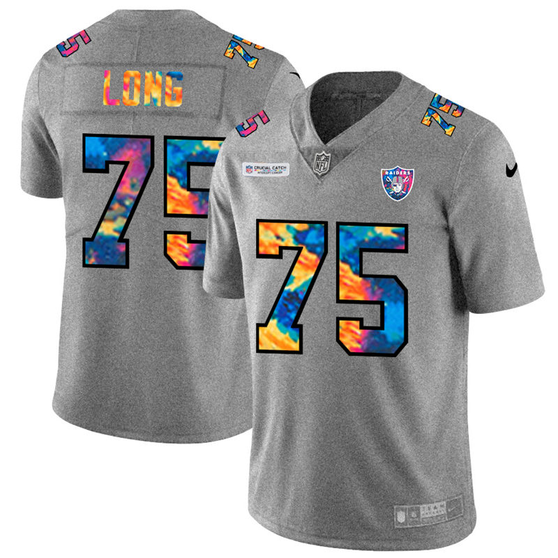 Personalized Las Vegas Raiders #75 Howie Long Men’s Multi-Color 2020 NFL Crucial Catch NFL Jersey Greyheather