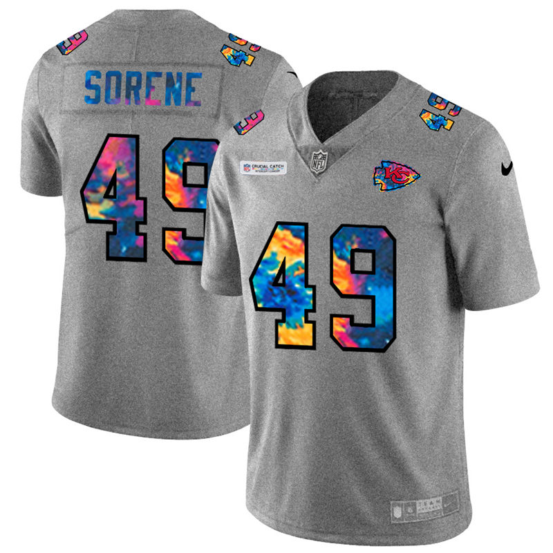 Personalized Kansas City Chiefs #49 Daniel Sorensen Men’s Multi-Color 2020 NFL Crucial Catch NFL Jersey Greyheather
