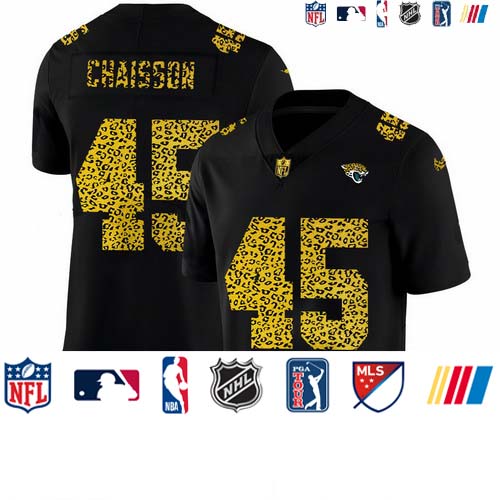 Personalized Jacksonville Jaguars #45 K’Lavon Chaisson Men’s Leopard Print Fashion Limited NFL Jersey Black