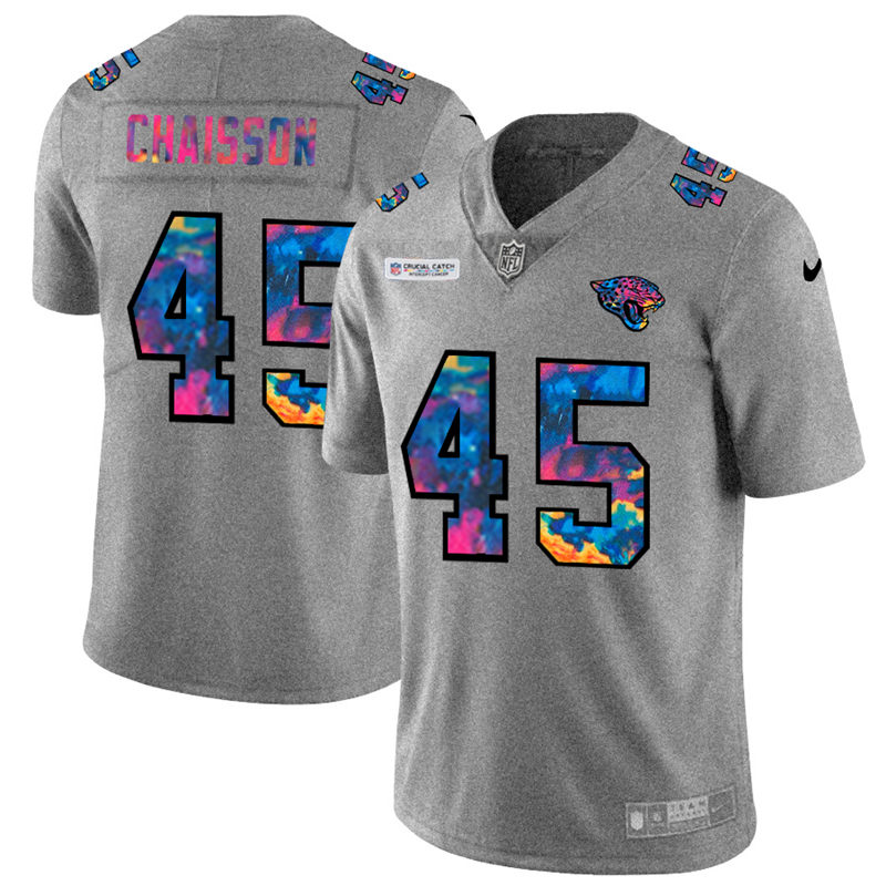 Personalized Jacksonville Jaguars #45 K’Lavon Chaisson Men’s Multi-Color 2020 NFL Crucial Catch NFL Jersey Greyheather