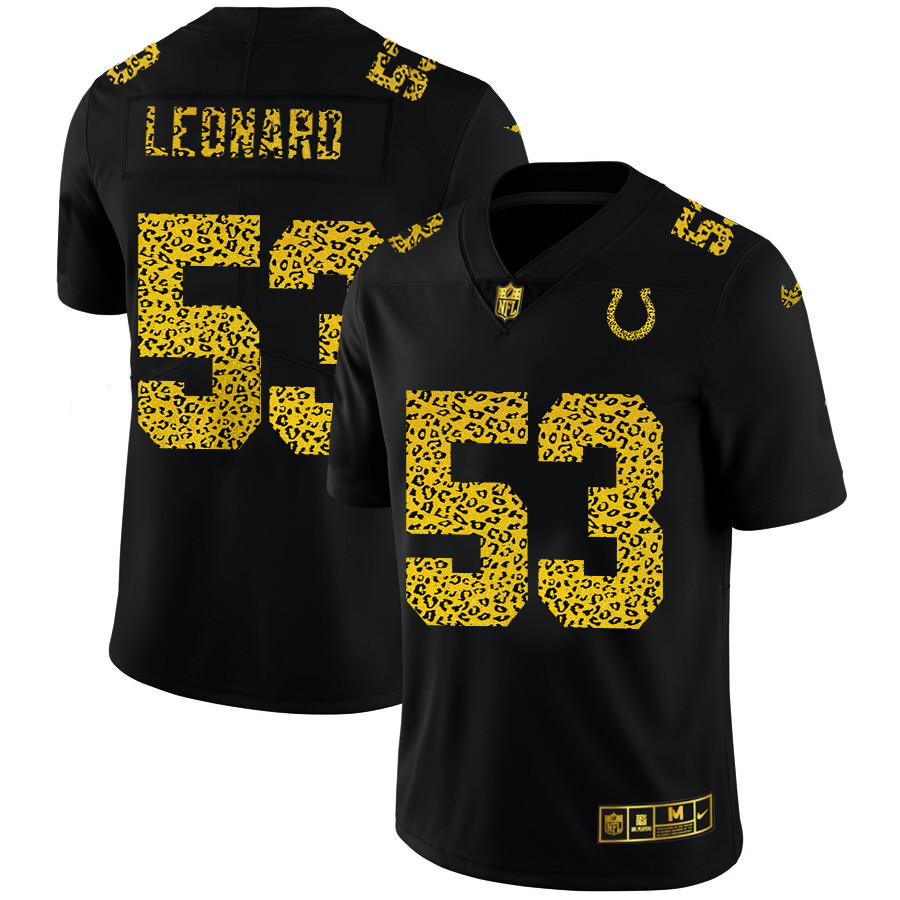 Personalized Indianapolis Colts #53 Darius Leonard Men’s Leopard Print Fashion Limited NFL Jersey Black