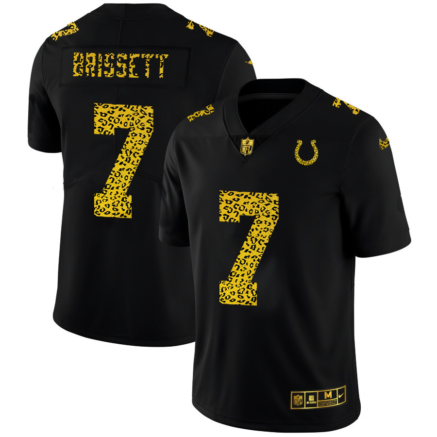 Personalized Indianapolis Colts #7 Jacoby Brissett Men’s Leopard Print Fashion Limited NFL Jersey Black