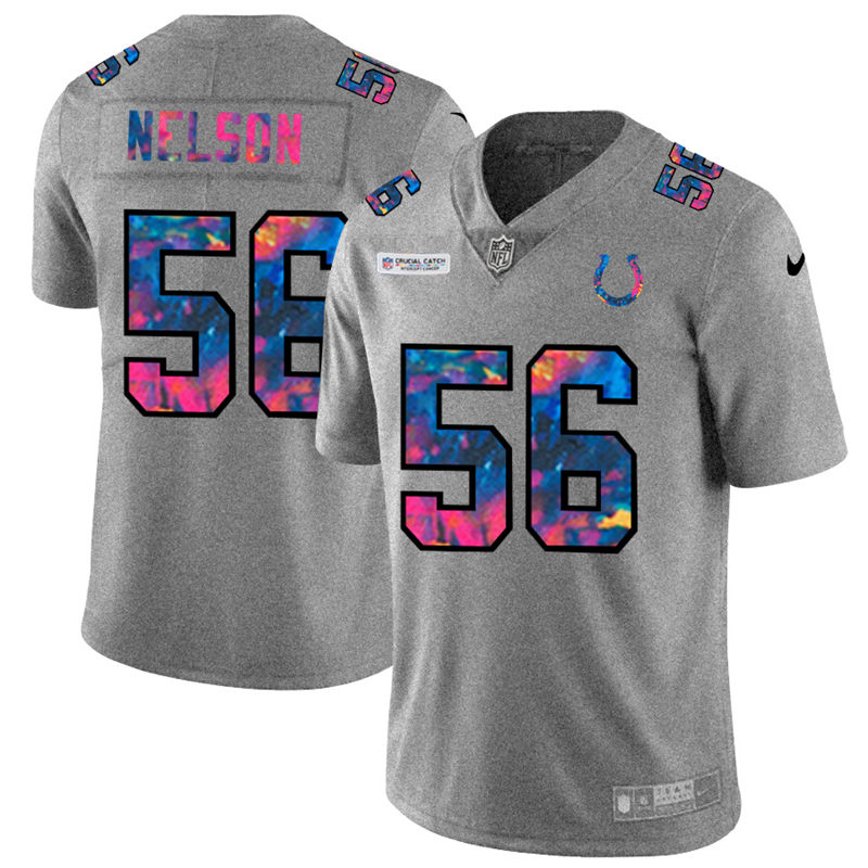 Personalized Indianapolis Colts #56 Quenton Nelson Men’s Multi-Color 2020 NFL Crucial Catch NFL Jersey Greyheather