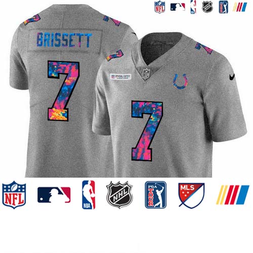 Personalized Indianapolis Colts #7 Jacoby Brissett Men’s Multi-Color 2020 NFL Crucial Catch NFL Jersey Greyheather